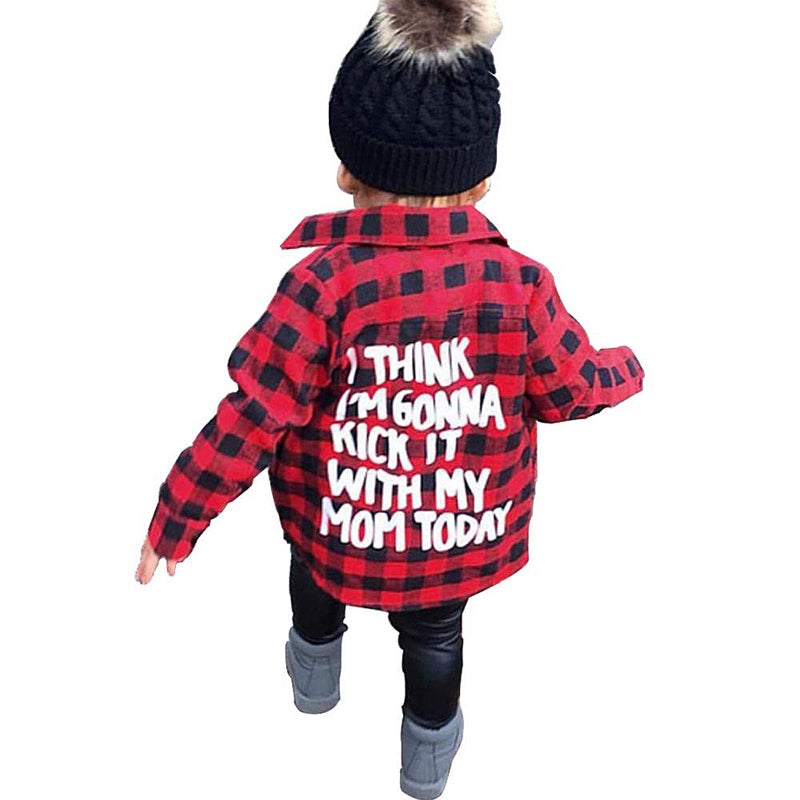 MERSARIPHY Toddler Long Sleeve Shirt Baby Boy Girl Plaid Top for Toddler Spring Winter Coat for Kid (Red Plaid, 3-4 T) - Image 1